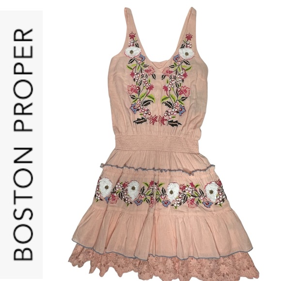 NEW Boston Proper Pink Embellished Sleeveless Dress xs - Picture 1 of 15